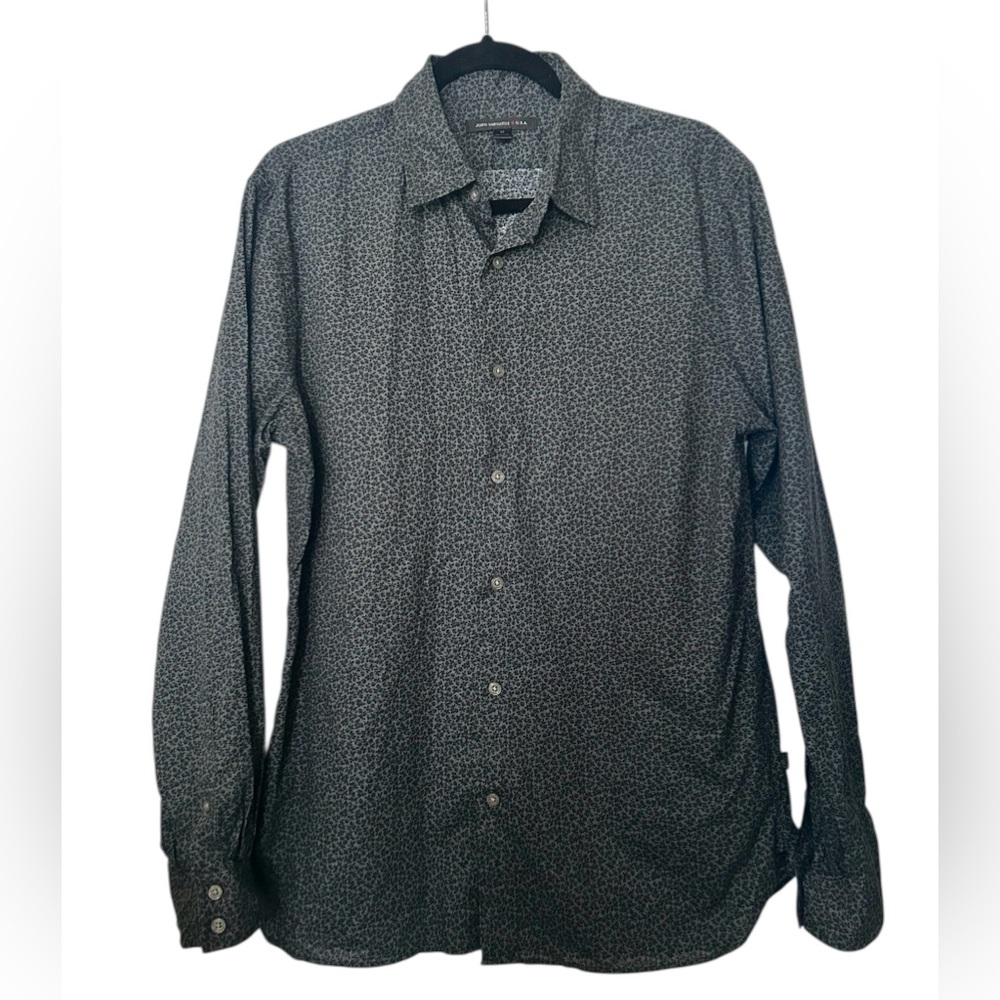 John Varvatos USA 100% Cotton Grey Floral Button Down Long Sleeve Shirt - Size M